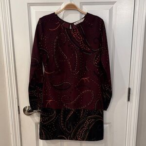 Elegant Paisley Long Sleeve Dress